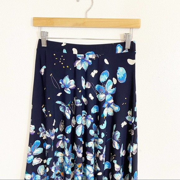 Gilli Blue & Black Floral Midi Skirt Size Small - Picture 3 of 9
